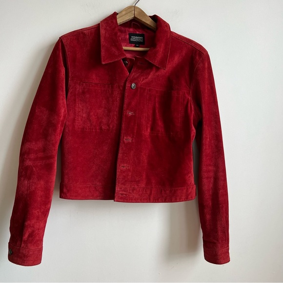 Jacob Suede Leather Rust Orange Cropped Jacket Size M - Picture 4 of 12